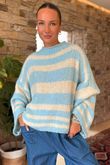 Made in Italy Big Softie Stripe Shortie Knit Baby Blue